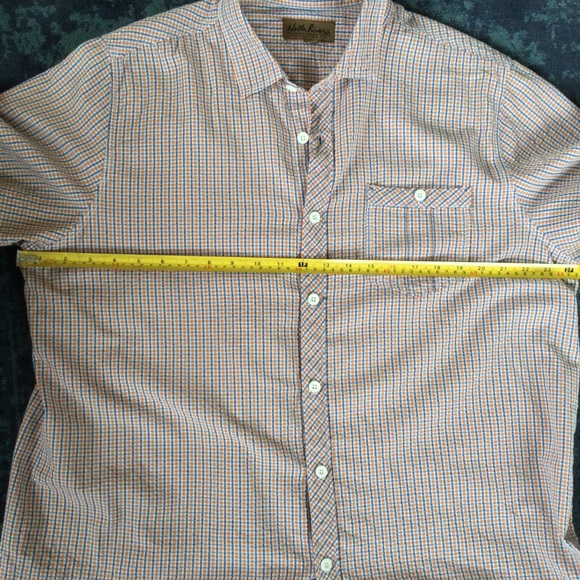North  River Outfitters XL Checkered Orange Blue Short Sleeve Button up Shirt - Picture 7 of 8